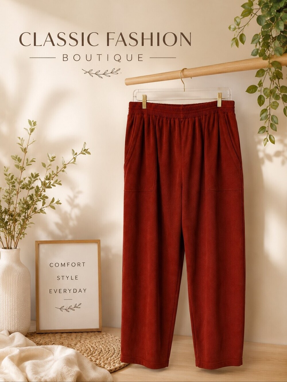 Women's Rust Tone Jogger Pants Elastic Waist Size XL